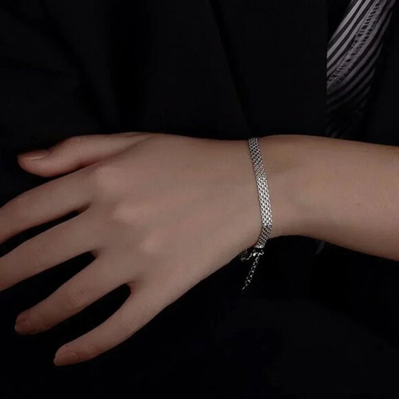 925 Sterling Silver Dainty Chain Link Bracelet - Picture 6 of 6